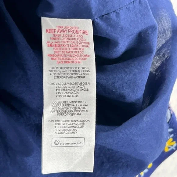 Sergent Major Dress Sz 146cm 11Y A-Line Floral Button Front Ruffled Pleated Blue - Picture 11 of 13